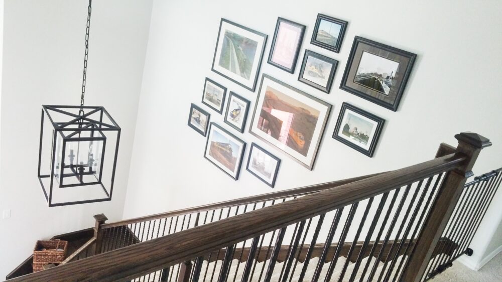 Art Collage Hung Over Staircase