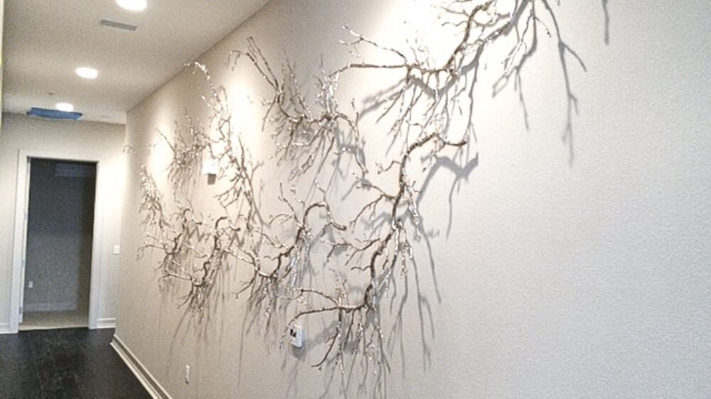 Silver Metal Branches Installed in Highrise